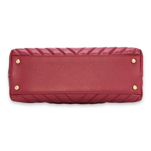 Coco Chevron Small Red Top Handle Bag in Calfskin, Gold hardware - Image 5