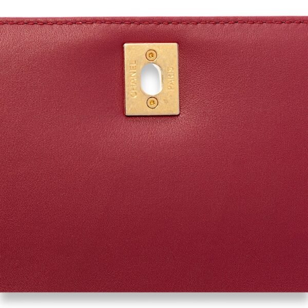 Coco Chevron Small Red Top Handle Bag in Calfskin, Gold hardware - Image 6