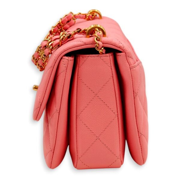 Coco First Flap Pink Shoulder Bag in Caviar Leather, Gold hardware - Image 3