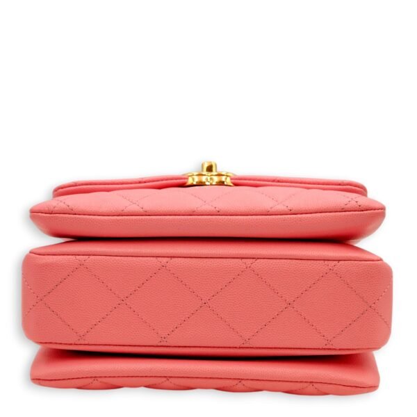 Coco First Flap Pink Shoulder Bag in Caviar Leather, Gold hardware - Image 5