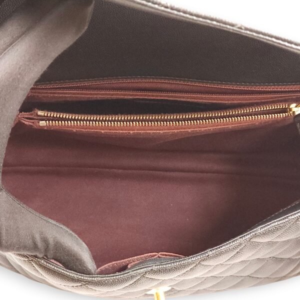 Coco Large Black Top Handle Bag in Caviar Leather, Gold hardware - Image 11