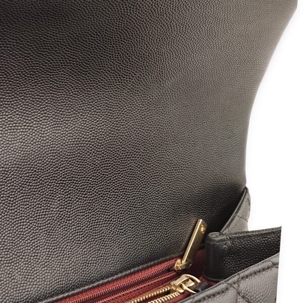 Coco Large Black Top Handle Bag in Caviar Leather, Gold hardware - Image 13