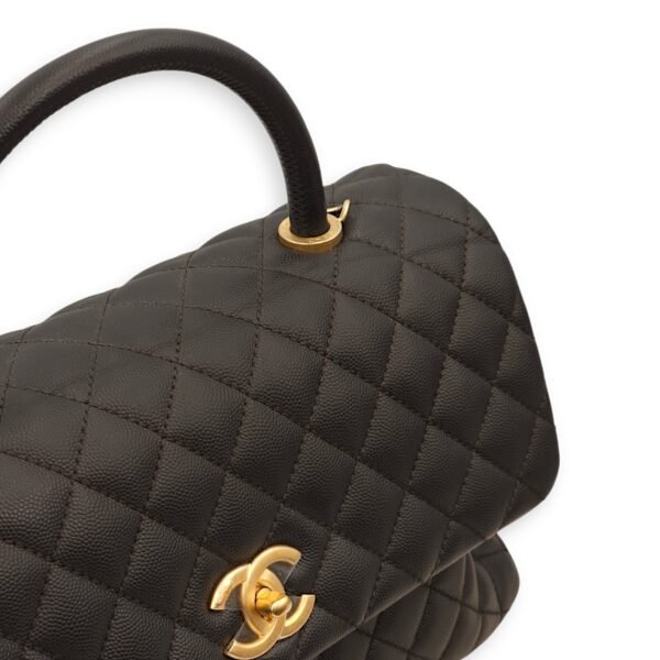 Coco Large Black Top Handle Bag in Caviar Leather, Gold hardware - Image 2