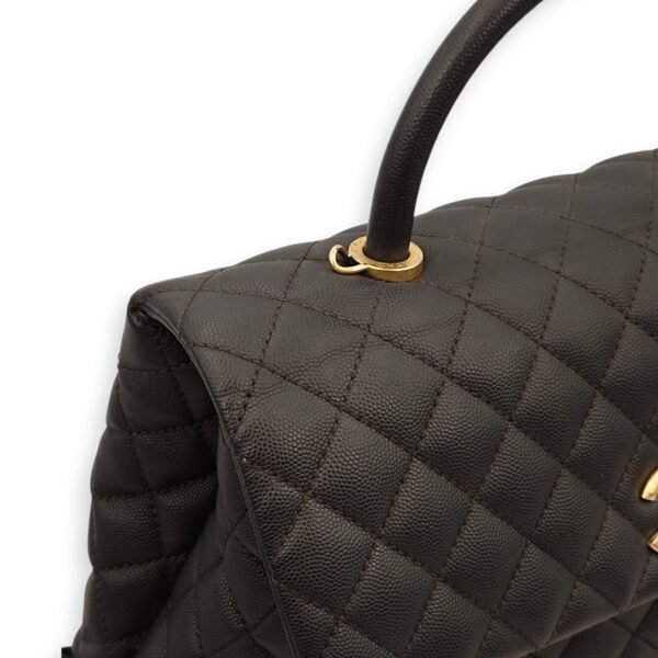 Coco Large Black Top Handle Bag in Caviar Leather, Gold hardware - Image 3
