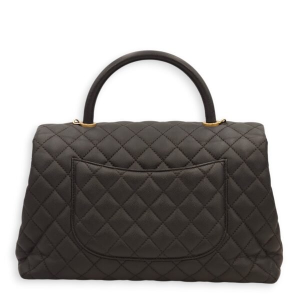 Coco Large Black Top Handle Bag in Caviar Leather, Gold hardware - Image 7