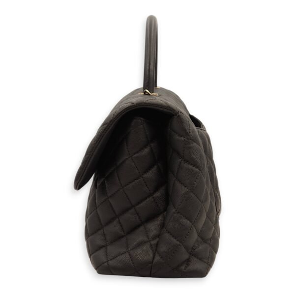 Coco Large Black Top Handle Bag in Caviar Leather, Gold hardware - Image 8