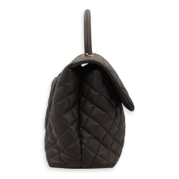 Coco Large Black Top Handle Bag in Caviar Leather, Gold hardware - Image 9