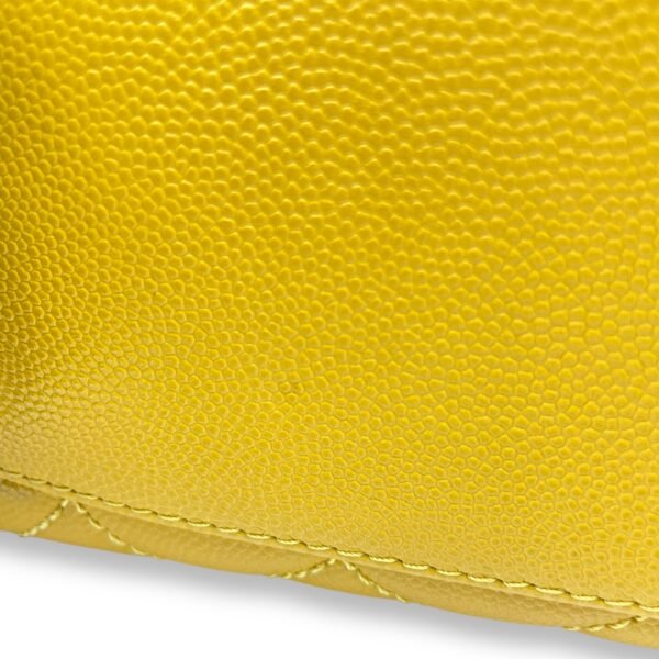 Coco Mini Mustard Yellow Top Handle Bag in Caviar Leather, Gold hardware - Image 6