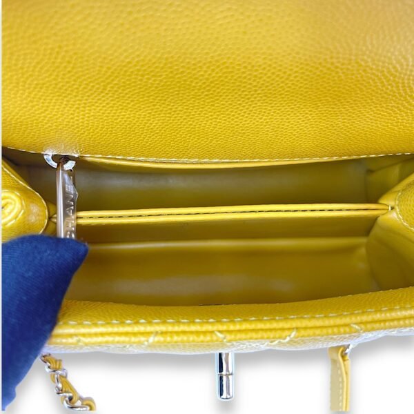 Coco Mini Mustard Yellow Top Handle Bag in Caviar Leather, Gold hardware - Image 9