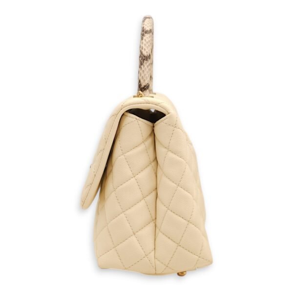 Coco Off-white, ombré handle Top Handle Bag in Caviar/Python, Gold hardware - Image 3