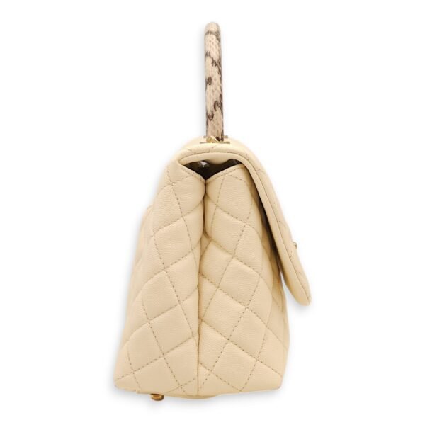 Coco Off-white, ombré handle Top Handle Bag in Caviar/Python, Gold hardware - Image 4