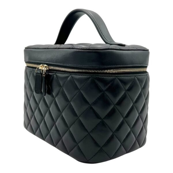 Cosmetic Black Vanity Bag in Lambskin, Gold hardware - Image 4