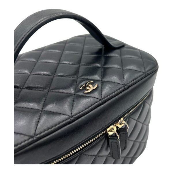 Cosmetic Black Vanity Bag in Lambskin, Gold hardware - Image 6