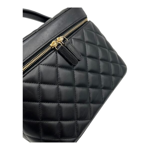 Cosmetic Black Vanity Bag in Lambskin, Gold hardware - Image 7
