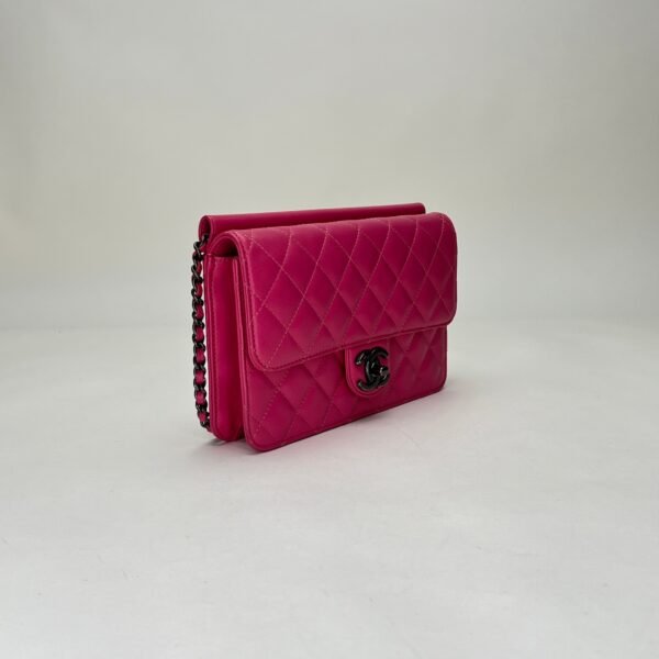 Crossing Times Medium Pink Crossbody Bag in Lambskin, Ruthenium hardware - Image 3