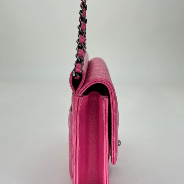 Crossing Times Medium Pink Crossbody Bag in Lambskin, Ruthenium hardware - Image 8