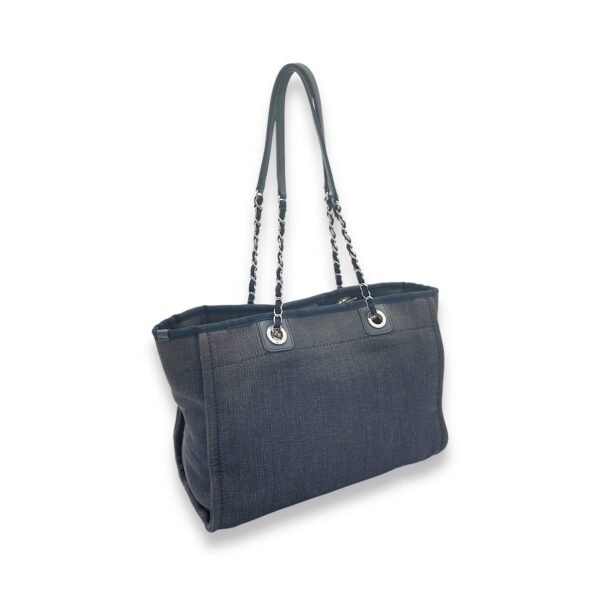 Deauville Blue Top Handle Bag in Denim, Silver hardware - Image 4