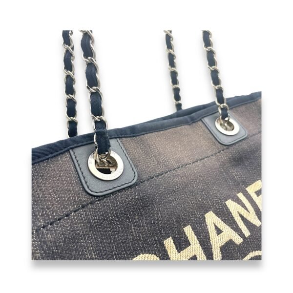 Deauville Blue Top Handle Bag in Denim, Silver hardware - Image 6
