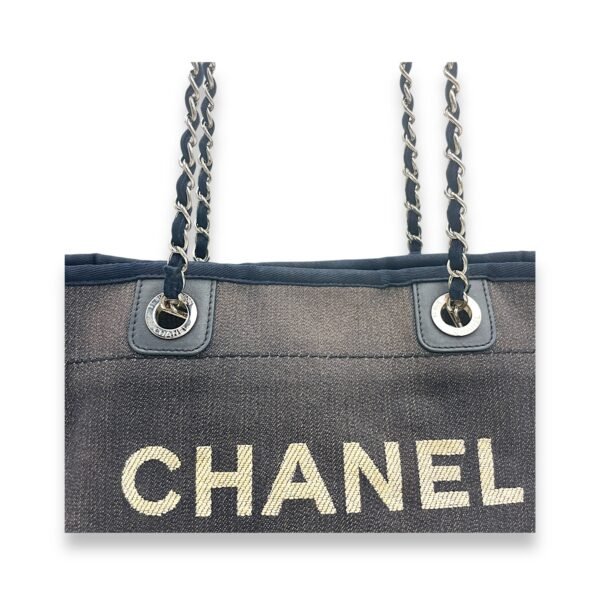 Deauville Blue Top Handle Bag in Denim, Silver hardware - Image 7