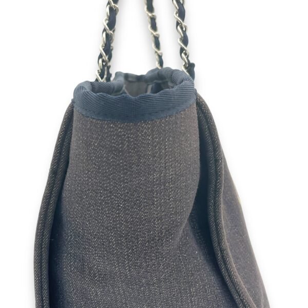 Deauville Blue Top Handle Bag in Denim, Silver hardware - Image 8