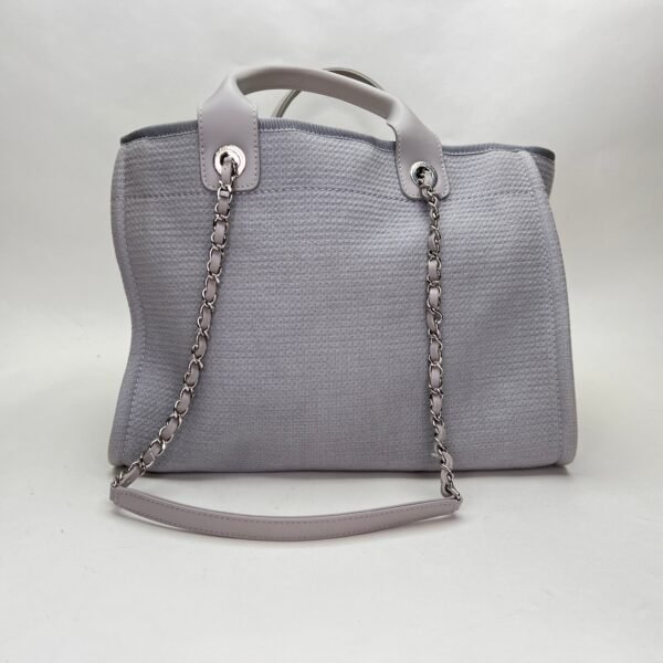 Deauville Medium Grey Tote Bag in Canvas, Silver hardware - Image 2