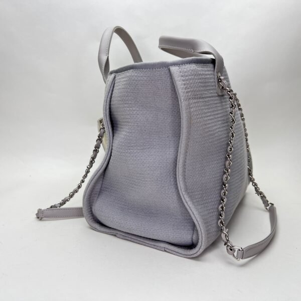 Deauville Medium Grey Tote Bag in Canvas, Silver hardware - Image 3