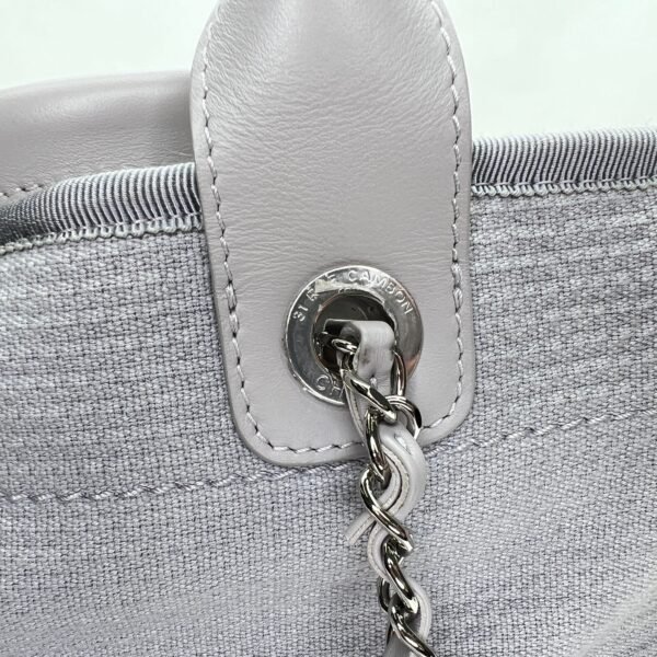 Deauville Medium Grey Tote Bag in Canvas, Silver hardware - Image 6