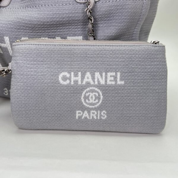 Deauville Medium Grey Tote Bag in Canvas, Silver hardware - Image 7