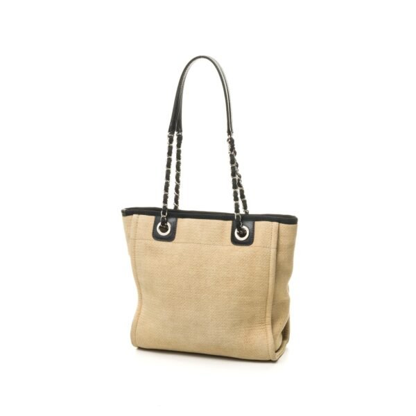 Deauville Small Beige Shoulder Bag in Jacquard, Silver hardware - Image 2
