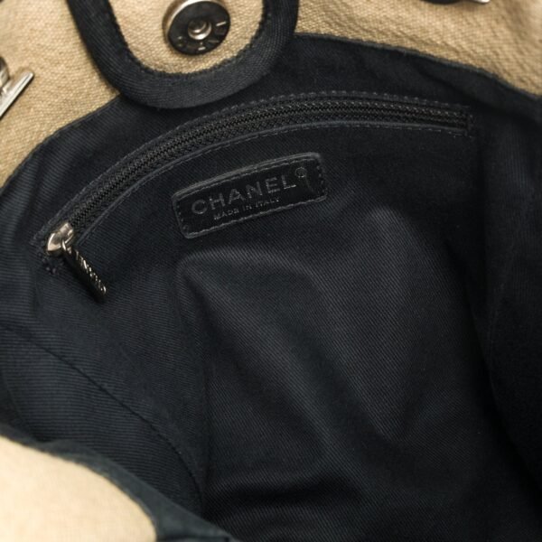 Deauville Small Beige Shoulder Bag in Jacquard, Silver hardware - Image 5