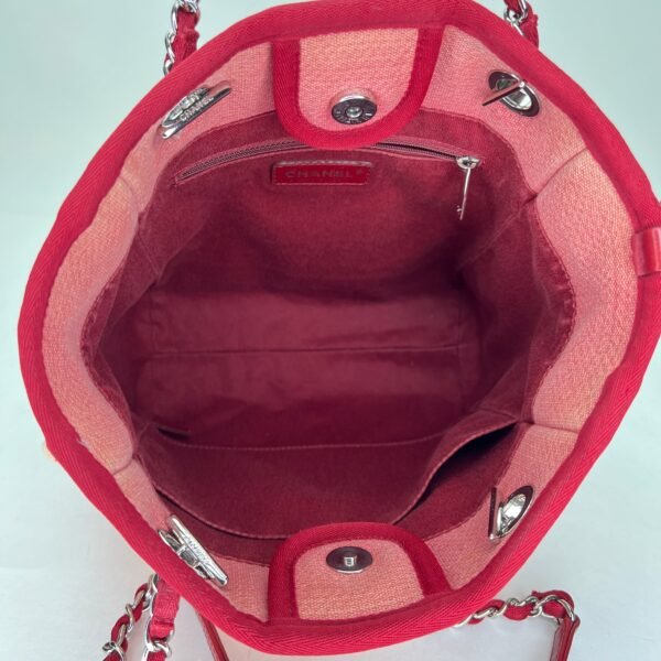 Deauville Small Pink Shoulder Bag in Canvas, Silver hardware - Image 11