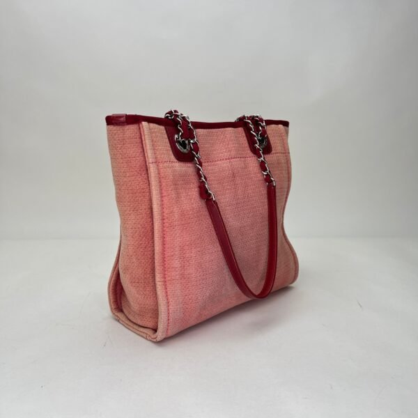 Deauville Small Pink Shoulder Bag in Canvas, Silver hardware - Image 4