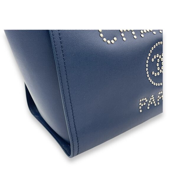 Deauville Top Handle Bag Blue in Caviar Leather, Silver hardware - Image 10