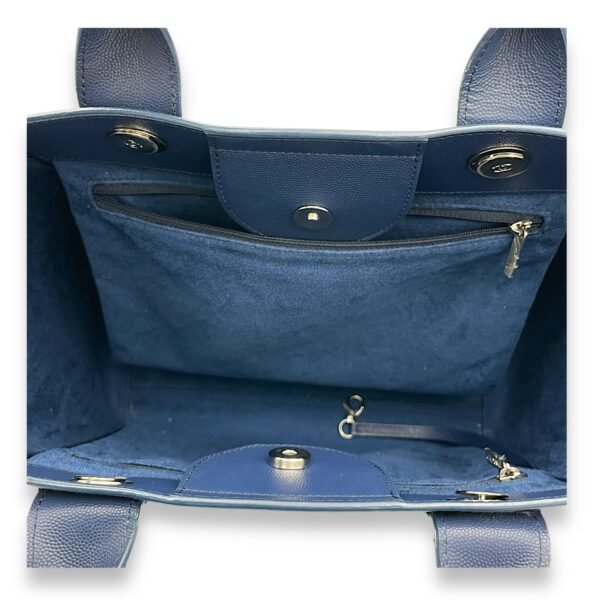 Deauville Top Handle Bag Blue in Caviar Leather, Silver hardware - Image 11
