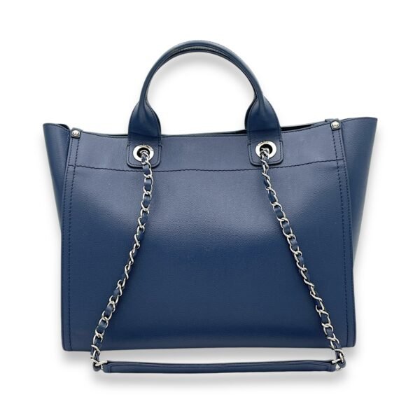 Deauville Top Handle Bag Blue in Caviar Leather, Silver hardware - Image 2