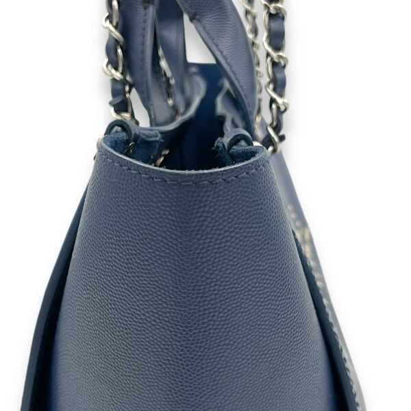 Deauville Top Handle Bag Blue in Caviar Leather, Silver hardware - Image 8