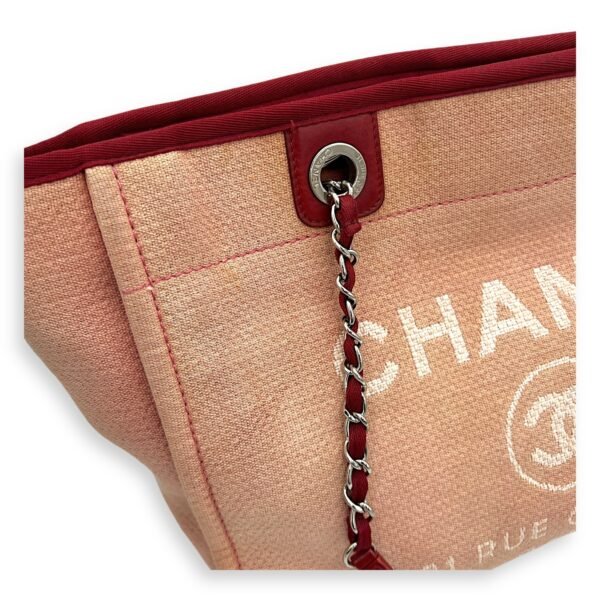 Deauville Tote Bag Red in Canvas, Silver hardware - Image 12