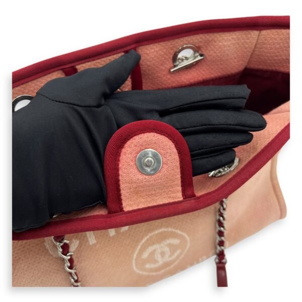 Deauville Tote Bag Red in Canvas, Silver hardware - Image 13