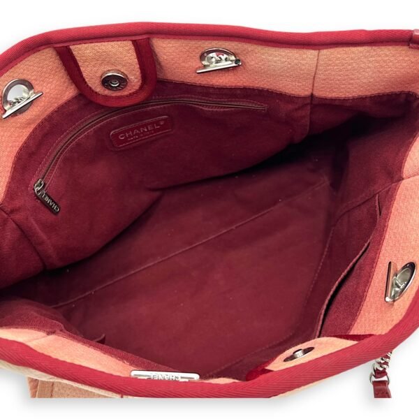 Deauville Tote Bag Red in Canvas, Silver hardware - Image 15
