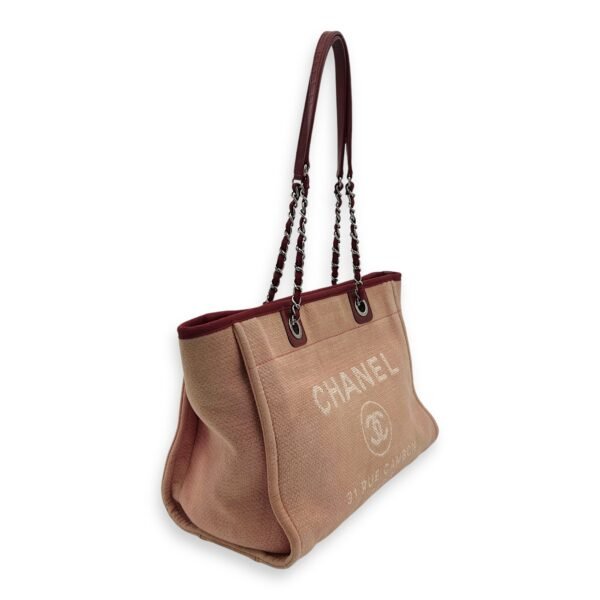 Deauville Tote Bag Red in Canvas, Silver hardware - Image 3