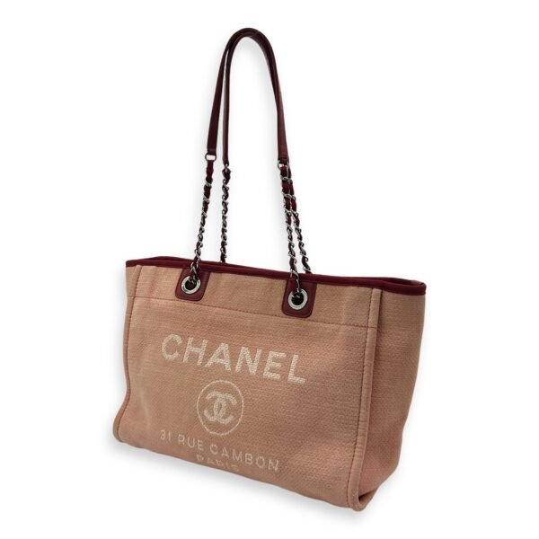 Deauville Tote Bag Red in Canvas, Silver hardware - Image 4