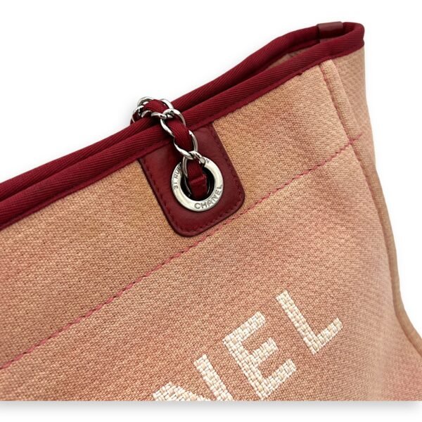 Deauville Tote Bag Red in Canvas, Silver hardware - Image 7