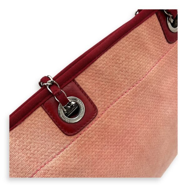 Deauville Tote Bag Red in Canvas, Silver hardware - Image 8