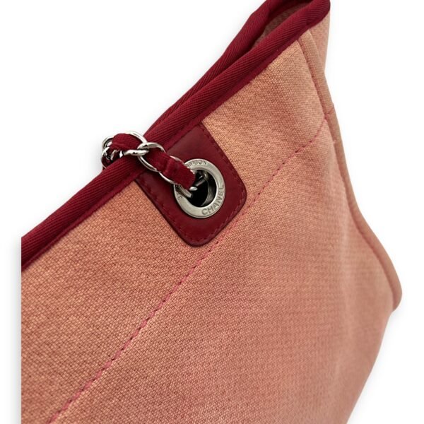 Deauville Tote Bag Red in Canvas, Silver hardware - Image 9