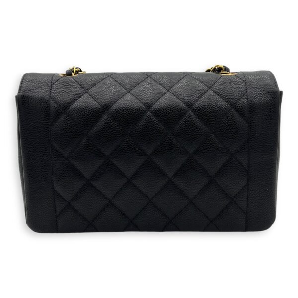 Diana Medium Black Shoulder Bag in Caviar Leather, Gold hardware - Image 2