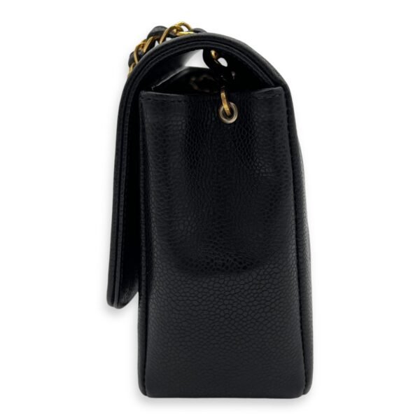 Diana Medium Black Shoulder Bag in Caviar Leather, Gold hardware - Image 3