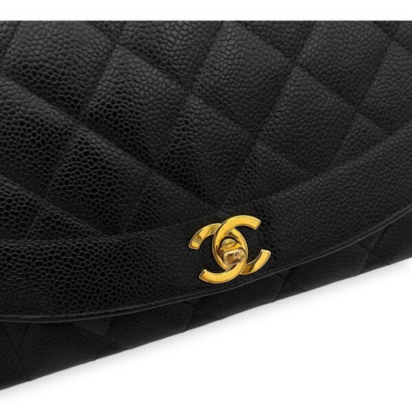Diana Medium Black Shoulder Bag in Caviar Leather, Gold hardware - Image 7