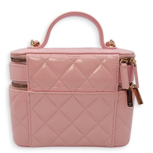 Double Layer 16x13x8.5cm Pink Vanity Bag in Glazed Calf, Gold hardware - Image 2