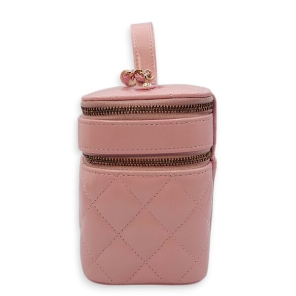Double Layer 16x13x8.5cm Pink Vanity Bag in Glazed Calf, Gold hardware - Image 3