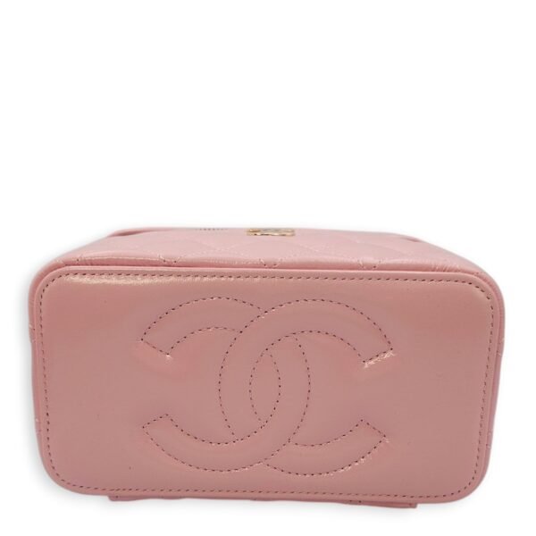 Double Layer 16x13x8.5cm Pink Vanity Bag in Glazed Calf, Gold hardware - Image 5